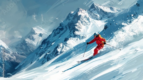 Person Skiing Down Snow-Covered Slope