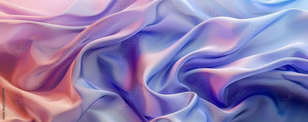Close-up of smooth, flowing fabric in gradient shades of pastel pink, purple, and blue, creating an abstract, dreamy texture background. Close-up of smooth, flowing fabric in gradient shades of pastel pink, purple, and blue, creating an abstract, dreamy texture background.