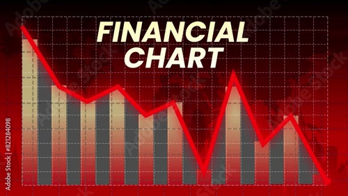 Financial Chart shows fall of markets concept background with red alarming colors photo