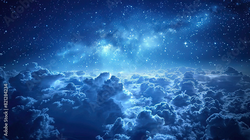 Starry Night Sky with Clouds and Milky Way