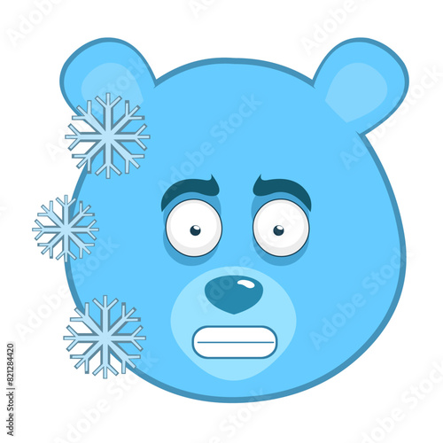vector illustration face brown grizzly bear cartoon frozen with frost crystals