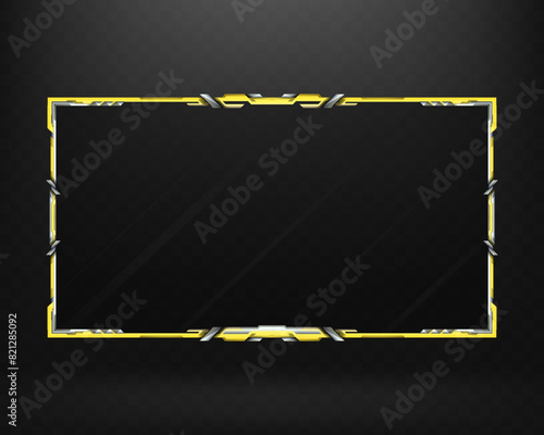 Silver and Yellow Colored Stream Overlay Webcam Screen Panel Frame for Gamers and Live Video Streamers