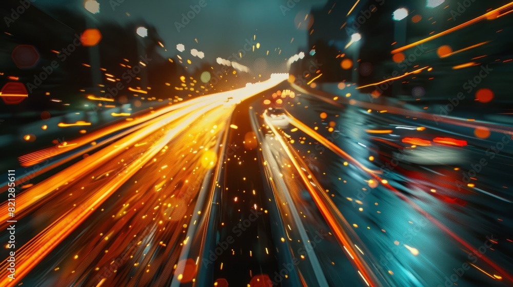 Fototapeta premium Bits of information data traveling in high speed