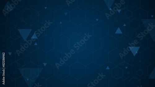 Animated futuristic digital technology abstract background with dynamic hexagons and triangles photo