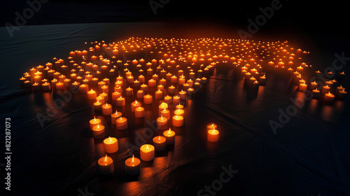 candles arranged in the shape of a world map of the Day for the Remembrance of the Slave Trade and its Abolition