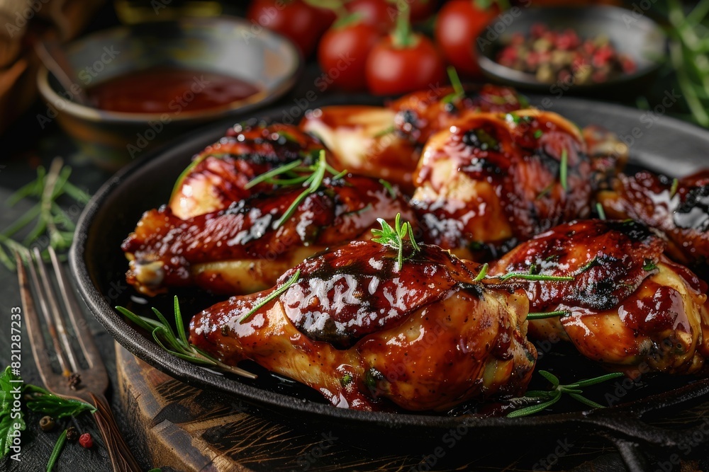 Gourmet culinary experience. Delighting in luxurious chicken and sauce Gourmet culinary experience. Delighting in luxurious chicken and sauce