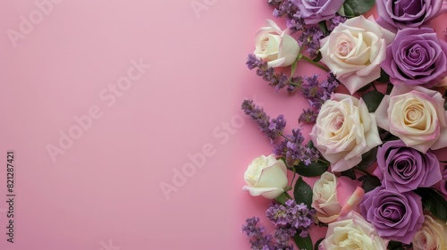 Vibrant Flowers on Pink Background
