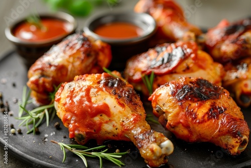 Savory temptation. Relishing luxurious chicken with exquisite sauce