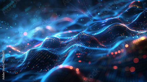 Abstract cyberspace background image, 16:9 aspect ratio, artificial intelligence, neural networks, data, internet, binary, cloud computing, prompts, etc.