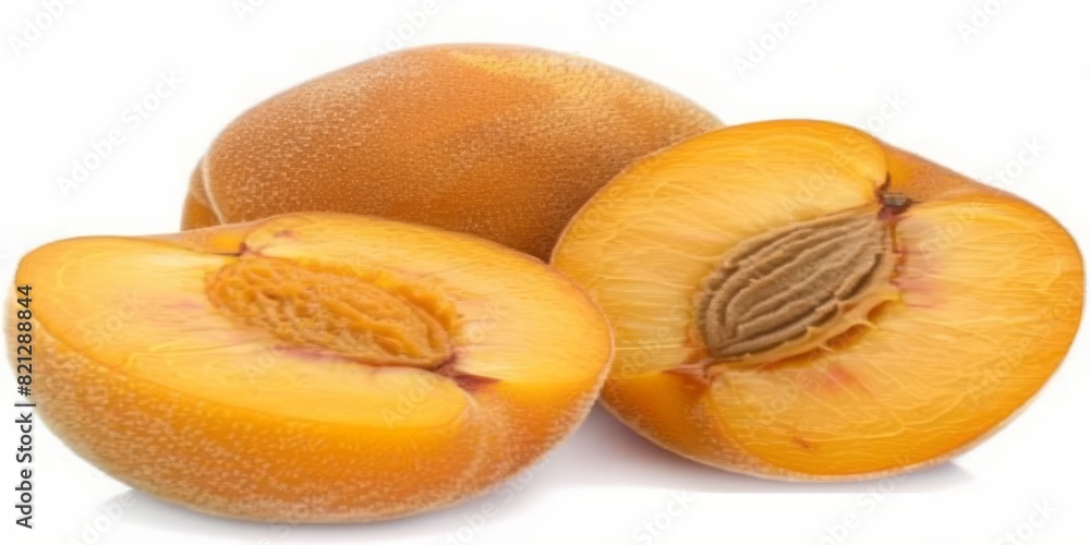 An yellow peaches, white background, generated with ai An yellow peaches, white background, generated with ai