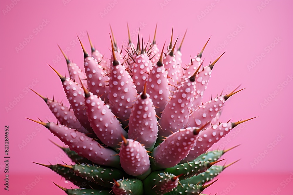 Green and pink cactus on pink background with copy space. Green and pink cactus on pink background with copy space.