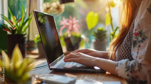 Woman Using Laptop at Table