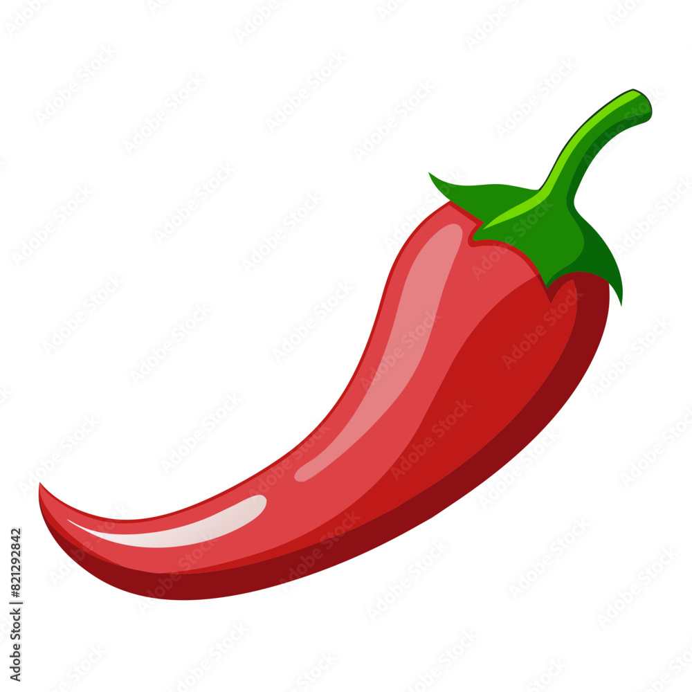 vibrant illustration of a red chili pepper with stem vibrant illustration of a red chili pepper with stem