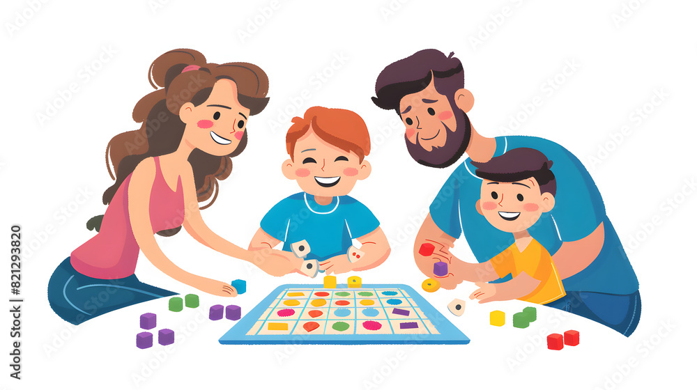 International Family Day. Vector illustration. A family plays a board game. Leisure with the family International Family Day. Vector illustration. A family plays a board game. Leisure with the family