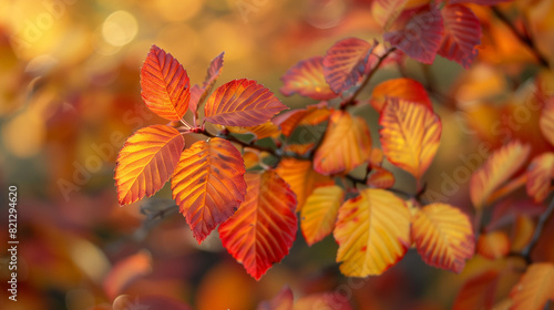 Branch With Red and Yellow Leaves