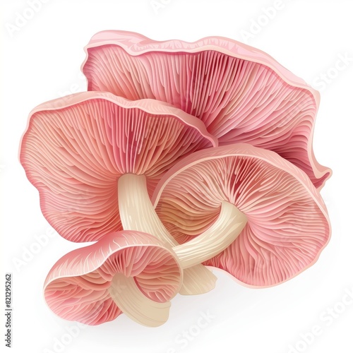 Vibrant Pink Gill Mushroom Illustration on White Background Generative AI