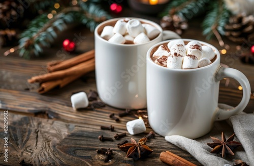 Two Mugs of Hot Chocolate With Marshmallows