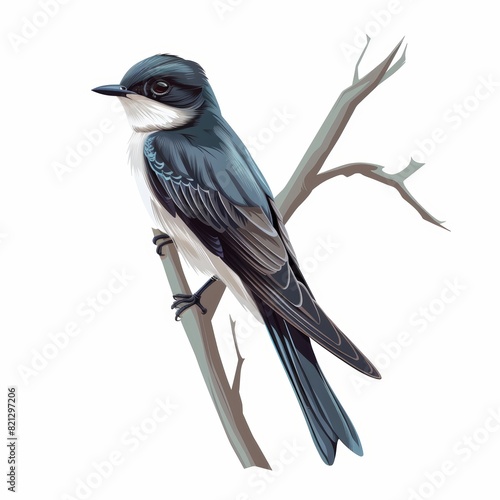 Colorful Bird Perched on a Branch in Isometric View Generative AI photo