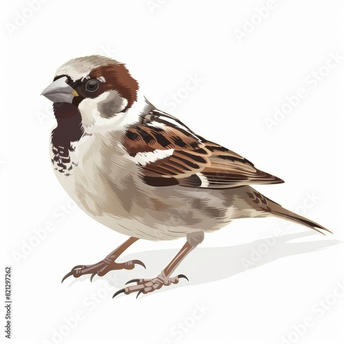 Colorful House Sparrow Bird Illustration on White Background Generative AI photo