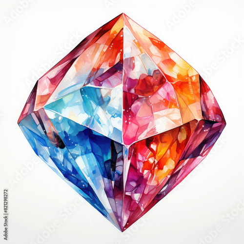 Watercolor Abstract Diamond Illustration  Generative Ai