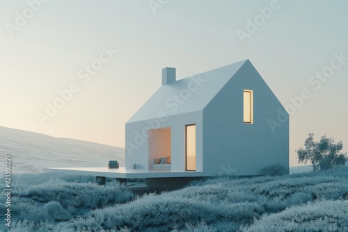 Minimalistic house logo with white background, generated with ai © sch_ai