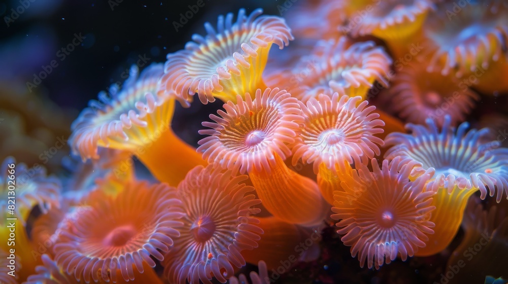 Orange and Purple Sea Anemone Close Up Orange and Purple Sea Anemone Close Up