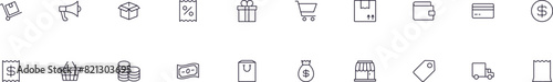Shopping vector pictogram collection. Simple linear illustration that can be used as a design element for apps and websites