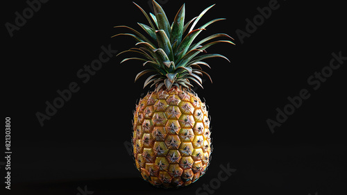 ripe pineapple isolated on black background