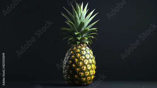 ripe pineapple isolated on black background