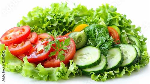 Salad vegetables on a white background