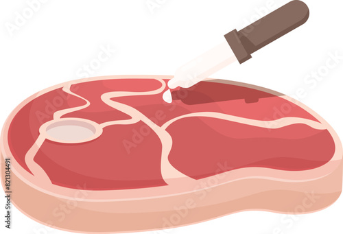Digital illustration of a hand seasoning a raw beef steak with salt