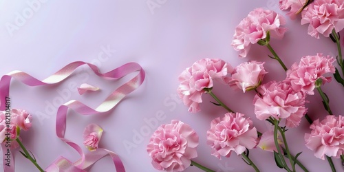 Pink Flowers With Pink Ribbon