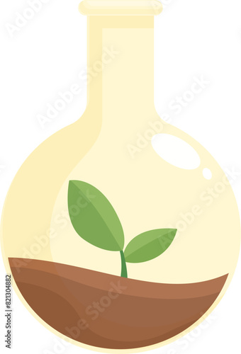 Illustration of sustainable ecofriendly science concept with green innovation in a laboratory setting, featuring glassware, plants, and environmentally friendly technology