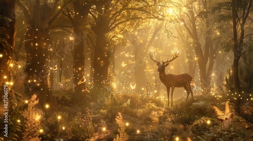 Create a dreamy forest scene with fairy lights and magical creatures. --ar 16:9 Job ID: dc7ddecb-09ba-4434-b0de-3c587276ca69 photo