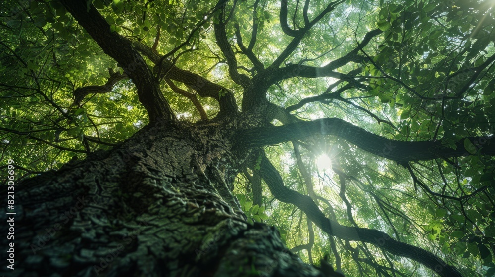 view from the ground of large branches generative ai view from the ground of large branches generative ai