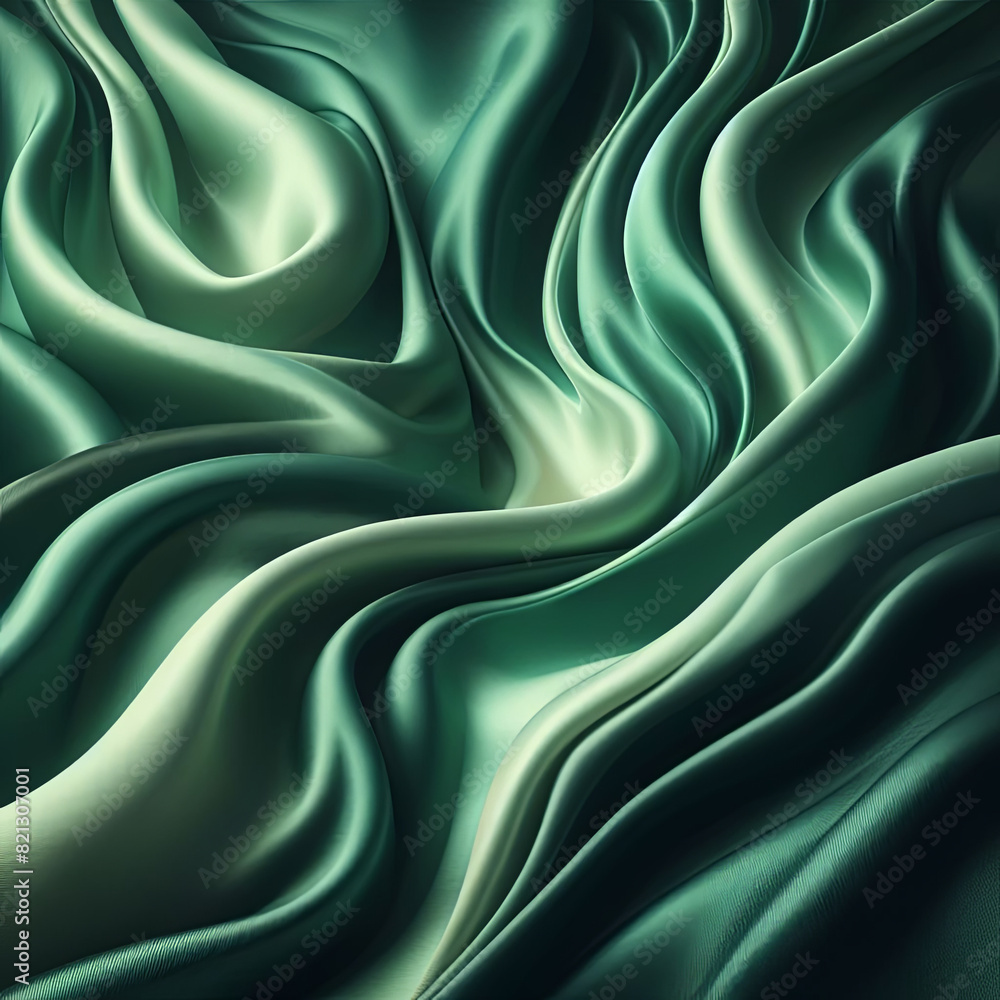 Obraz premium green cloth texture with smooth folds.