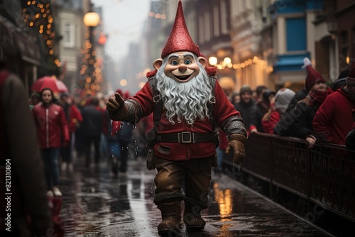 Christmas parade with floats and iconic characters., generative IA