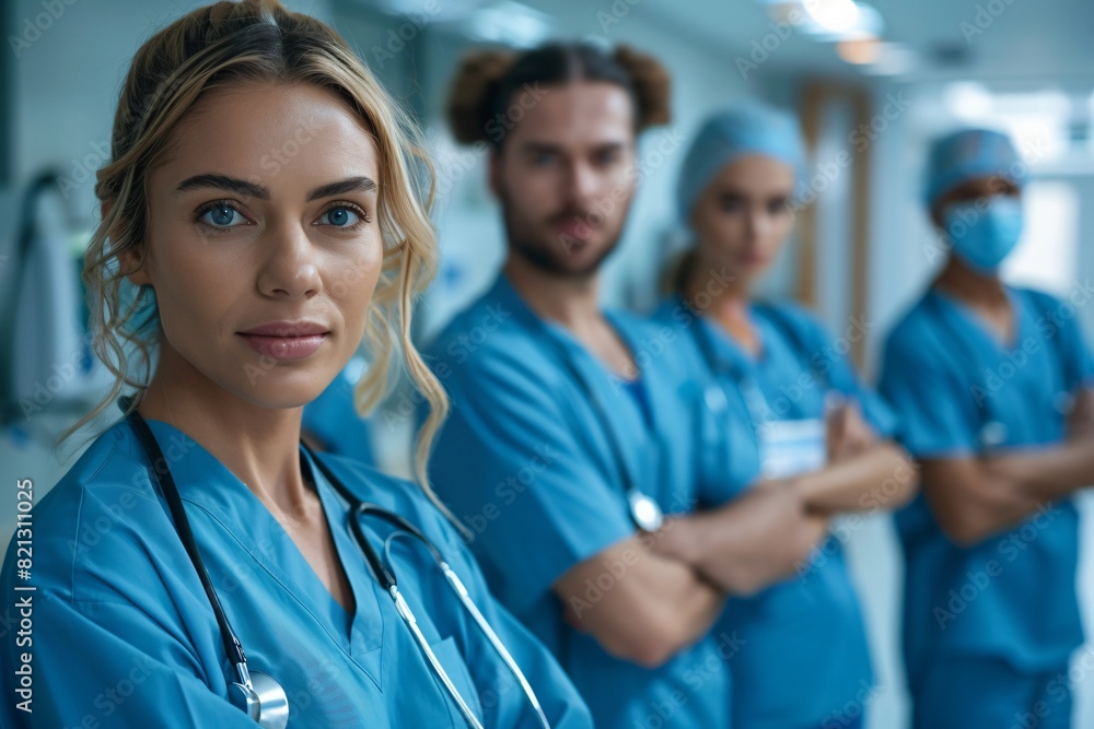 A team of professional doctors standing in the hospital A team of professional doctors standing in the hospital