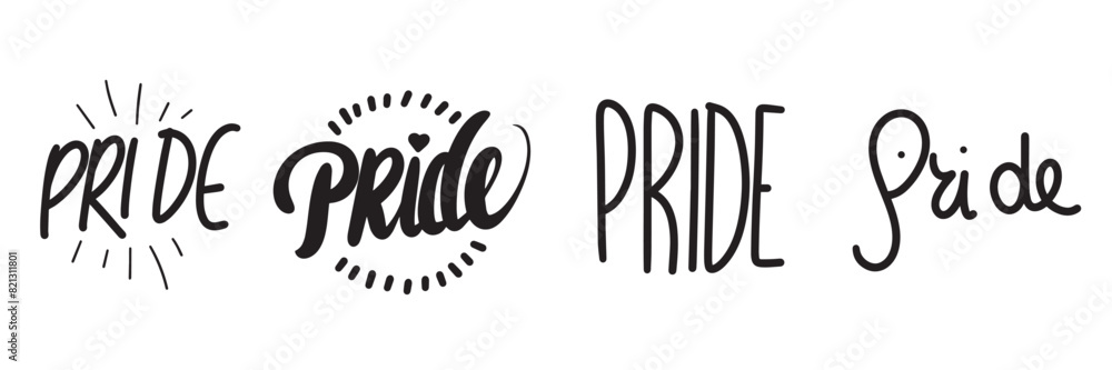 Collection of Pride text. Hand drawn vector art. Collection of Pride text. Hand drawn vector art.