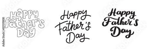 Collection of Happy Father's Day text. Hand drawn vector art.