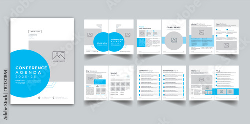 Conference Agenda Template , 12 Page layout design With Cover page 