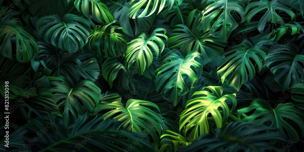 Montera Leaves Wallpaper. Tropical background Montera Leaves Wallpaper. Tropical background