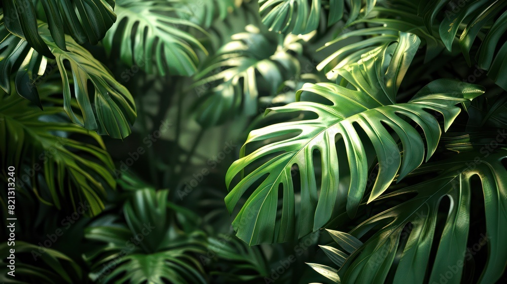 Montera Leaves Wallpaper. Tropical background Montera Leaves Wallpaper. Tropical background