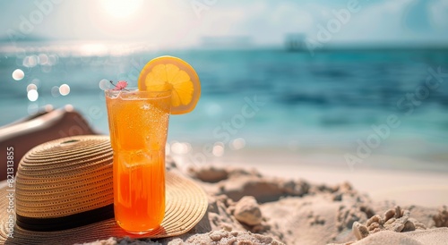 Person Relaxing on Beach With Drink
