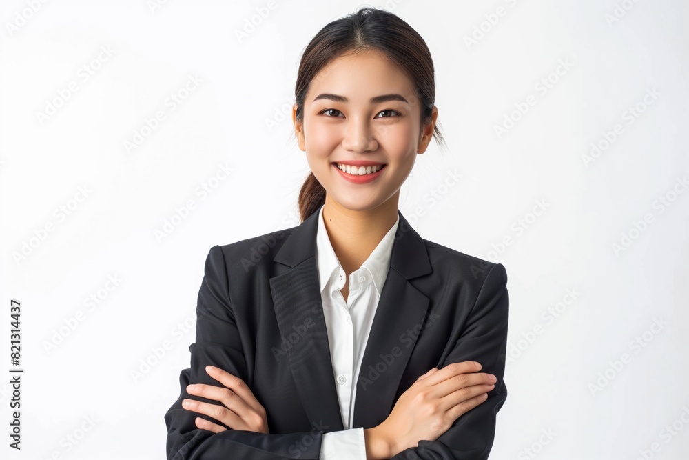 Confident Asian Businesswoman in Formal Suit with Arms Crossed Confident Asian Businesswoman in Formal Suit with Arms Crossed