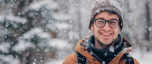 Man Wearing Glasses and Hat in Snow