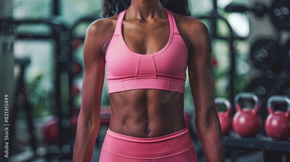 Athletic Woman in Pink Sportswear at Modern Gym - Fitness and Workout Inspiration for Print, Card, Poster Designs Athletic Woman in Pink Sportswear at Modern Gym - Fitness and Workout Inspiration for Print, Card, Poster Designs