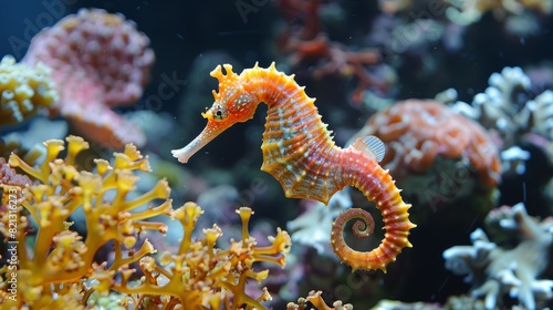Sea Horse on Coral Close Up © yganko