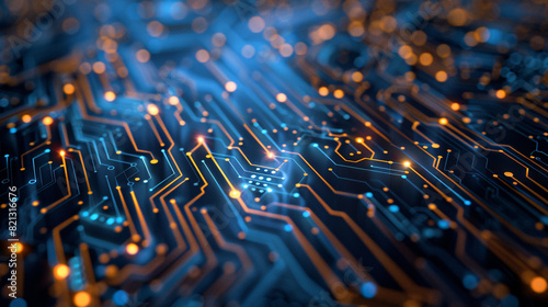 Glowing Circuit Board Technology Background. Futuristic glowing circuit board, perfect for technology, innovation, and digital themes.