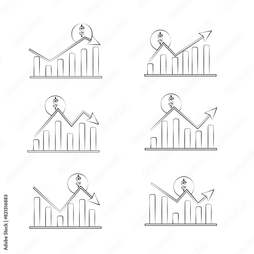 set of graphic linear icons graphics with dollar set of graphic linear icons graphics with dollar